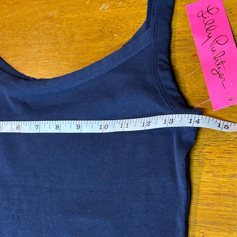Lilly Pulitzer Lianna Tank Top True Navy Blue Small Cotton Modal Stretch - Picture 8 of 11